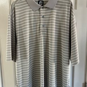 Footjoy Men's Striped Polo Shirt - Gray